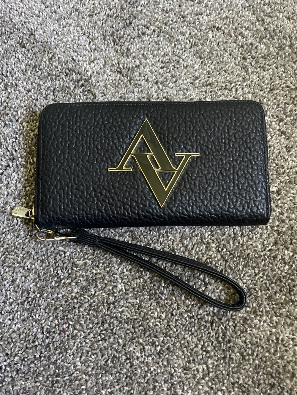 Adrienne Vittadini Wristlet Wallet with Gold AV Logo
